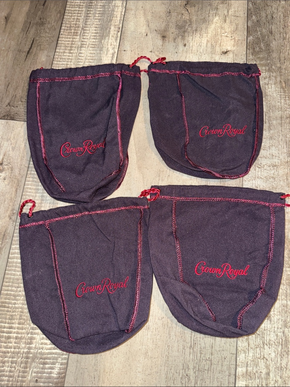 Crown Royal  purple Drawstring Pouches - medium size (appx) 9x7.5 Set of 4
